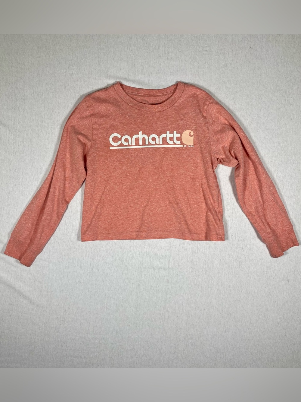 Carhartt Kids' Long-Sleeve Logo Tee in Coral Peach